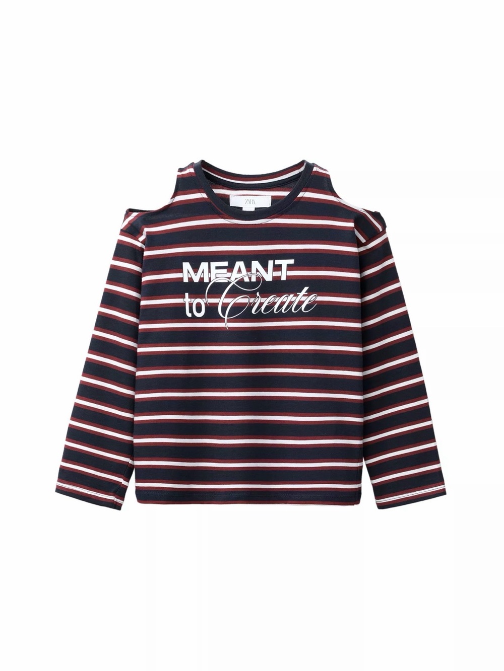Zara Girls' Navy Striped 'Meant to Create' Cut Out Shoulder Top 9-10 Girls